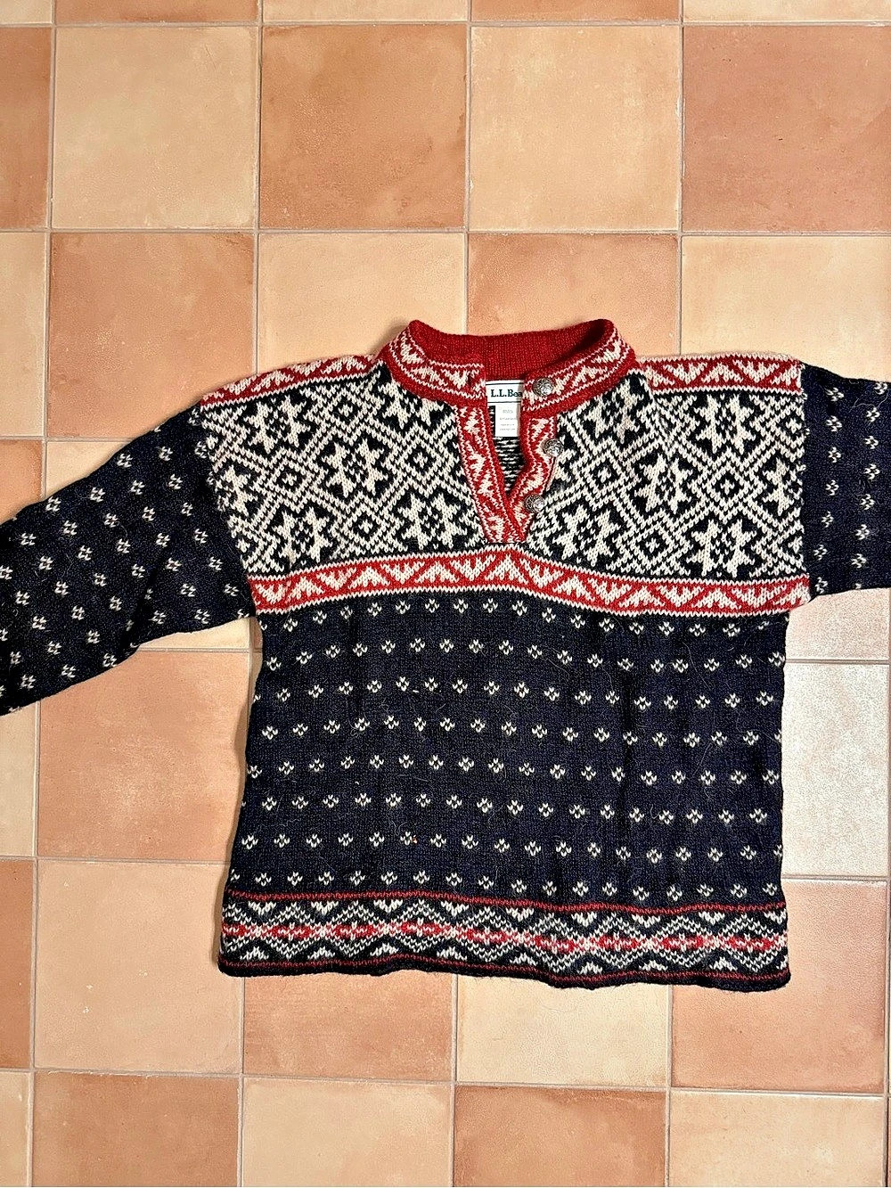 90s L.L.Bean Vintage Nordic Fair Isle Wool Sweater Medium